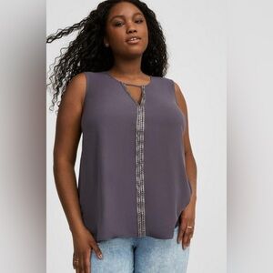 Georgette Embellished Trim Tank